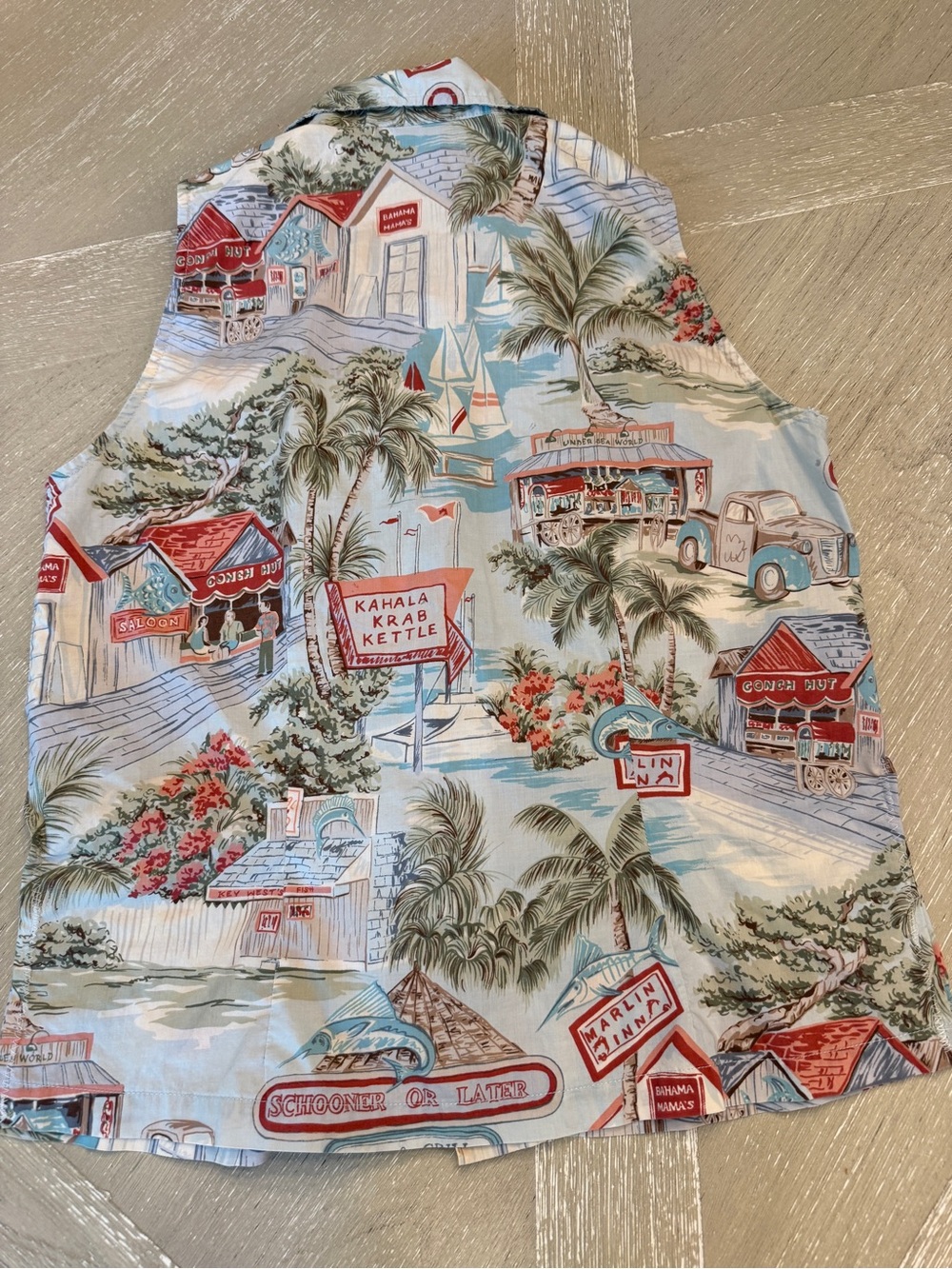 Sleeveless Vintage Tropical Beach Button-Front Tank Top Medium - Picture 8 of 12